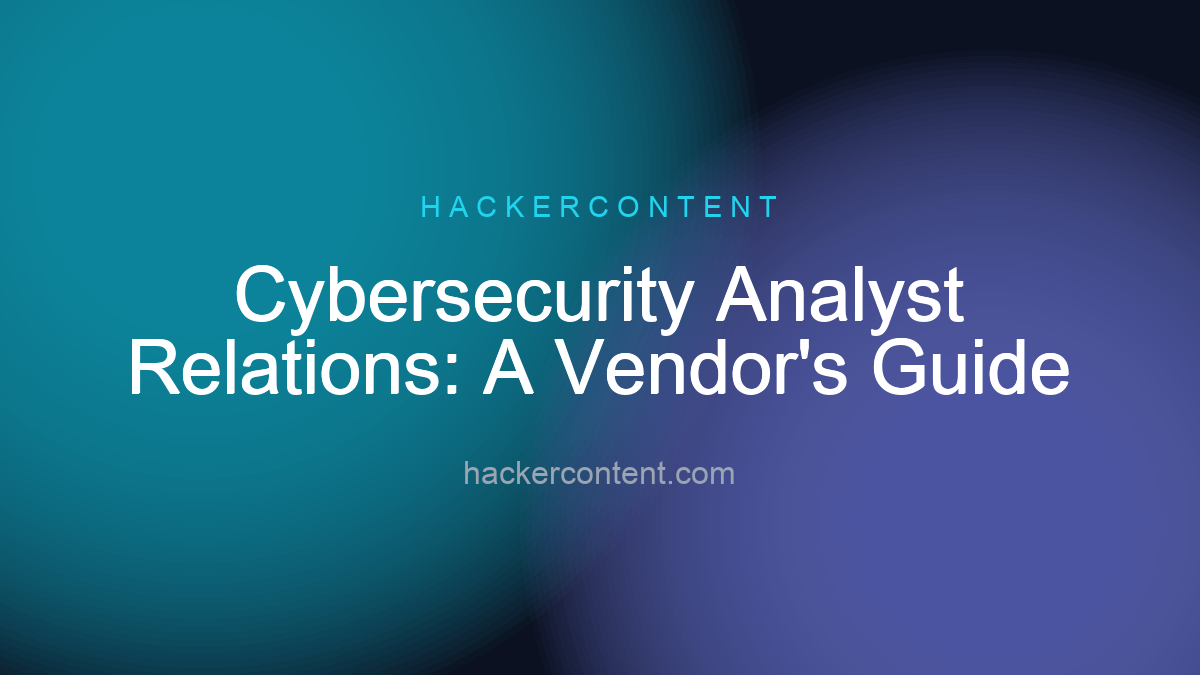 Cybersecurity Analyst Relations: A Vendor's Guide