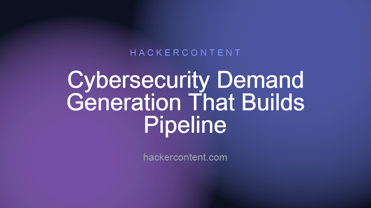 Cybersecurity Demand Generation That Builds Pipeline