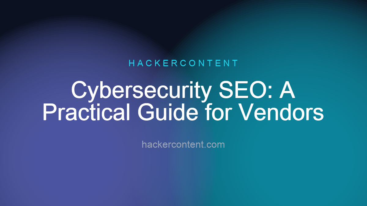 Cybersecurity SEO: A Practical Guide for Vendors